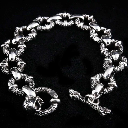 Sterling Silver Crazy Skull Bracelet
