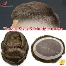 Mens Toupee Hairpiece Fine Mono Hair System Replacements Poly Skin Pu Mens Wigs