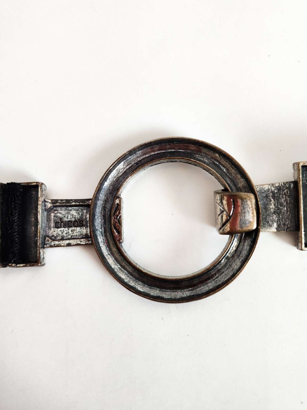 Chicos Belt Silver Black Rectangular Metal Engrav… - image 7