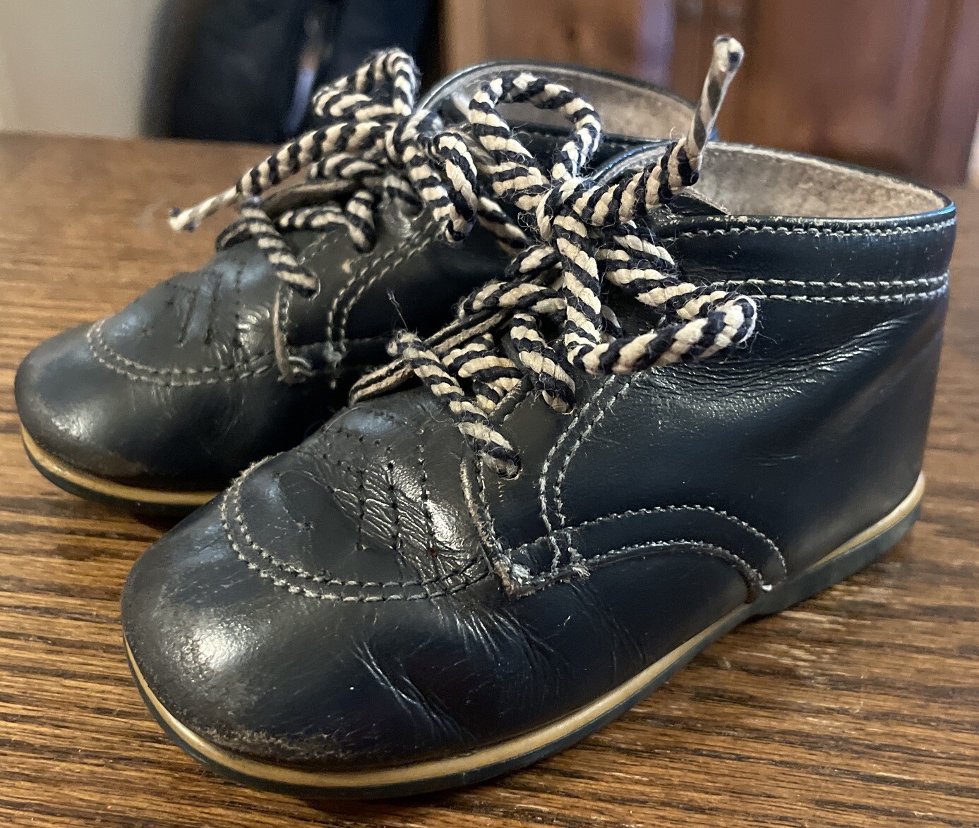 Blue Leather Boys Distressed Little Man Shoes