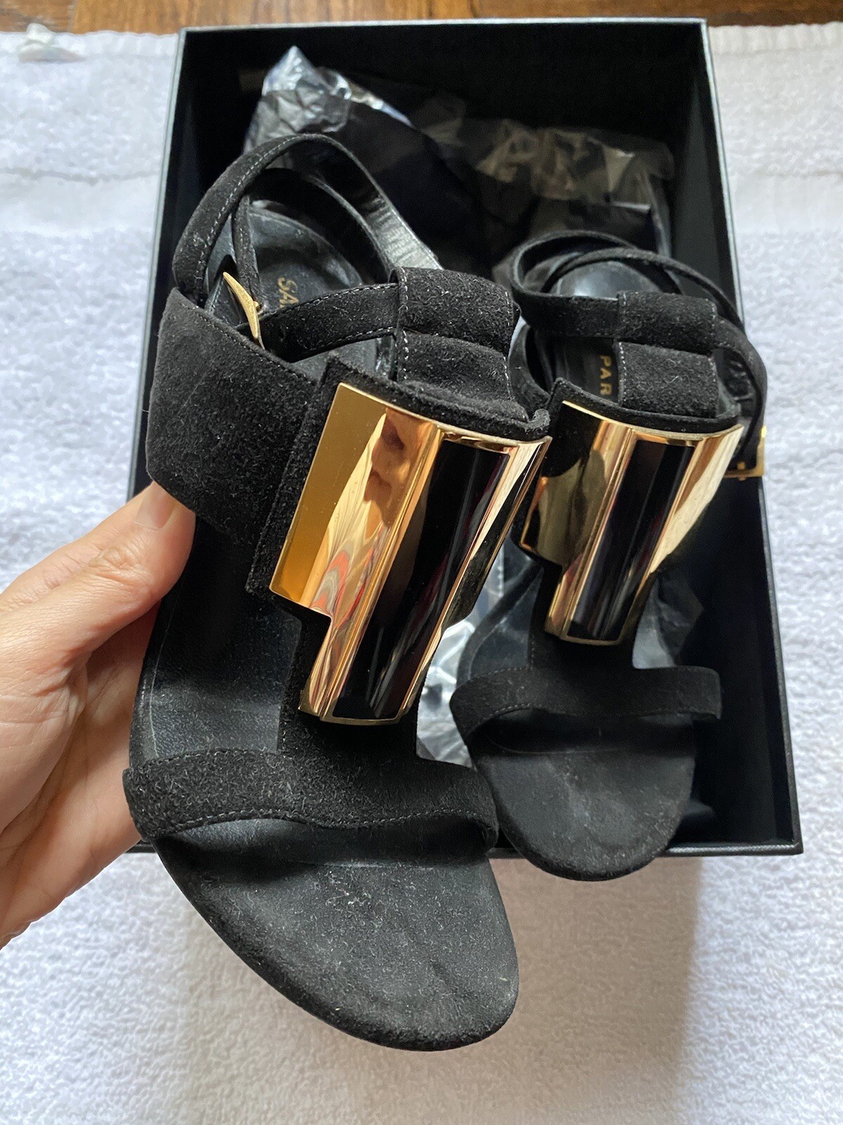 Tacchi Saint Laurent Janic Pelle scamosciata Nero 35