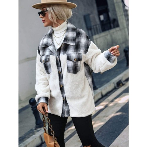 Plaid Collared Neck Button Down Jacket
