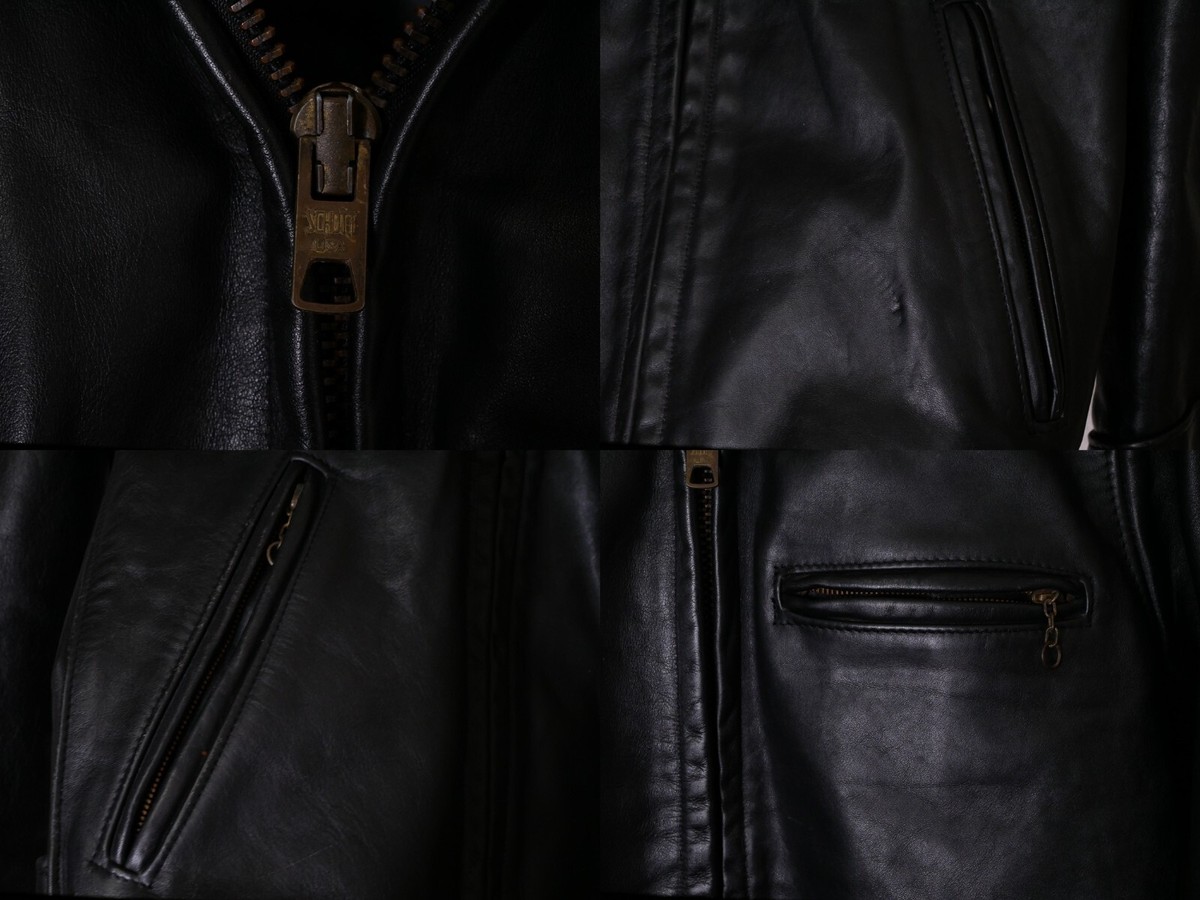 Schott Men's Leather Jacket Black size 34 BNDL 007 AT101 Schott Men's Leather Jacket Black size 34 BNDL 007 AT101