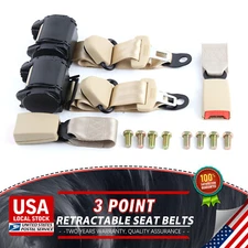 Retractable 3 Point Safety Seat Belt Straps Car Auto Vehicle Adjustable Belt Kit
