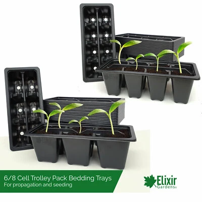 ELIXIR Black Trolley Packs Bedding Plant Trays 6 or 8 Cell