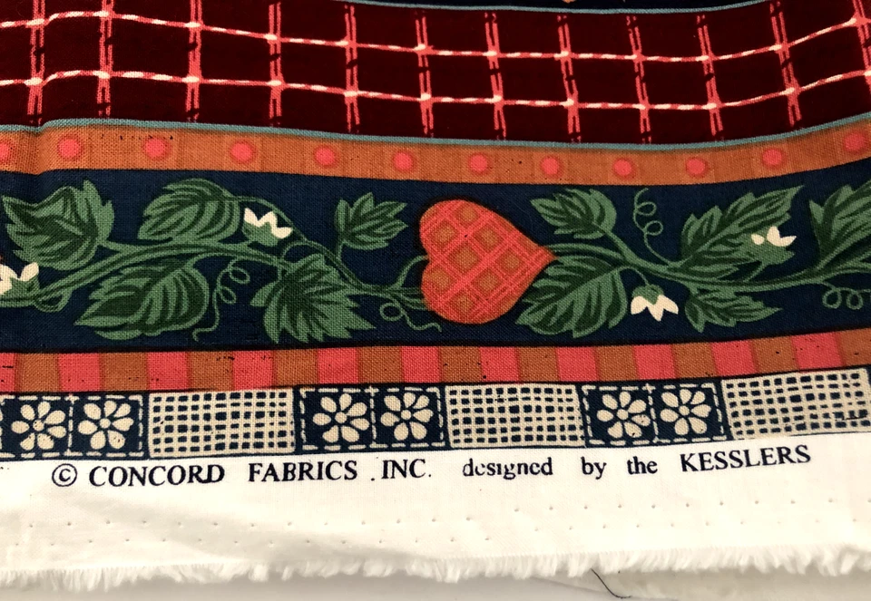 Vtg 42X50 1 1/3 Yd Concord Kessler Plaid ROOSTER COW Heart Star Farmhouse FABRIC - Image 2 of 4