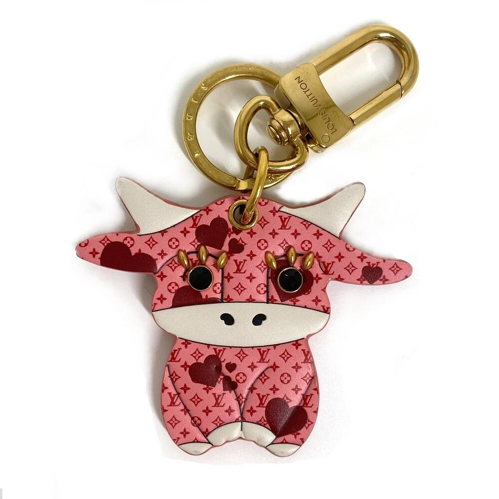 Louis Vuitton LV x YK Fish Key Ring Red Leather