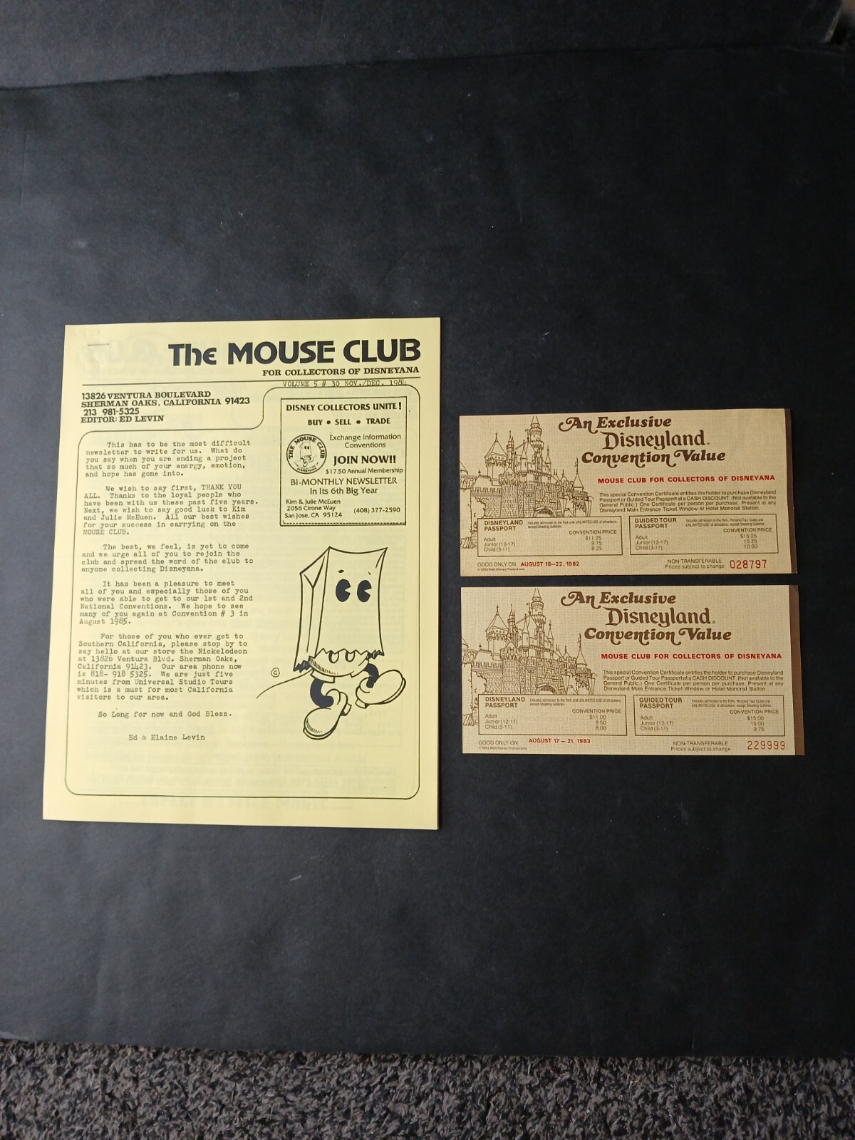 1984 THE MOUSE CLUB 4 COLLECTORS OF DISNEYANA ZINE MAGAZINE + 2 DISNEY