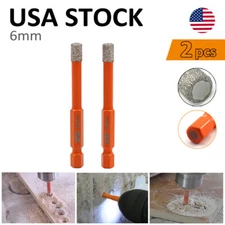 Dry Diamond Core Drill Bit Hole Saw Hex Shank for Granite Stone 2pcs 1/4'' 6mm