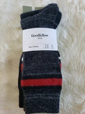 Goodfellow Mens Boot Crew Socks 6-12 Black & Red 2 Pairs