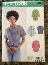 PATTERN Button Down Shirt Loose Top Sz 8-20 UNCUT FF New Look Simplicity 6561