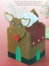 RUDOLPH TISSUE BOX COVER CHRISTMAS PLASTIC CANVAS PATTERN INSTRUCTIONS