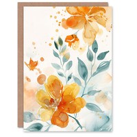 Hellorange Blumen Wildblumen Spritzer Geburtstagskarte
