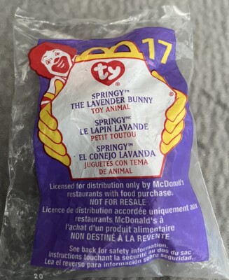 Ty Springy SEALED Ty Beanie Babies SPRINGY The Lavender Bunny 2000 Happy Meal Toy ...