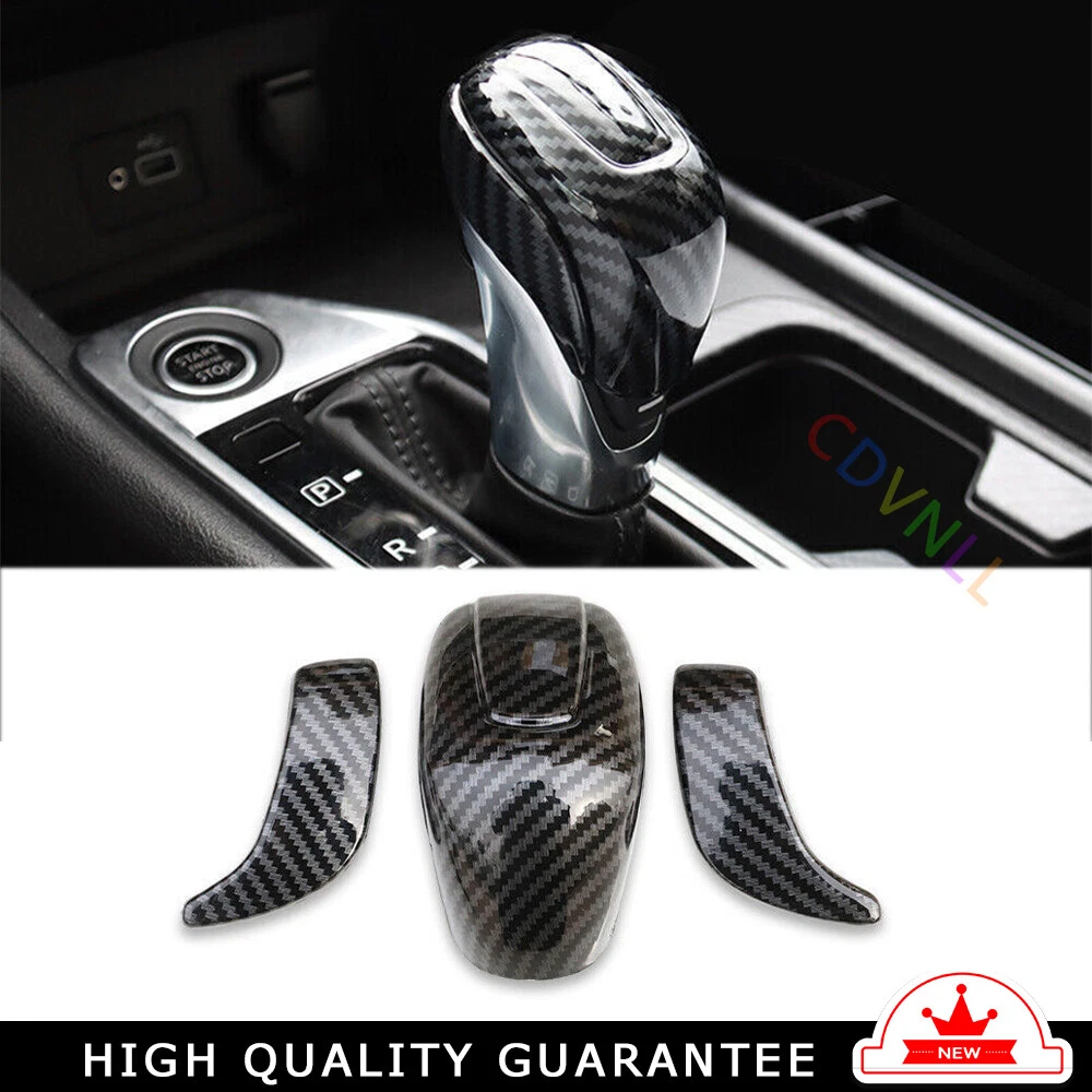 Gear Shift Knob Head Cover Trim 3* For Nissan Sylphy Sentra 2020-22 Carbon Fiber