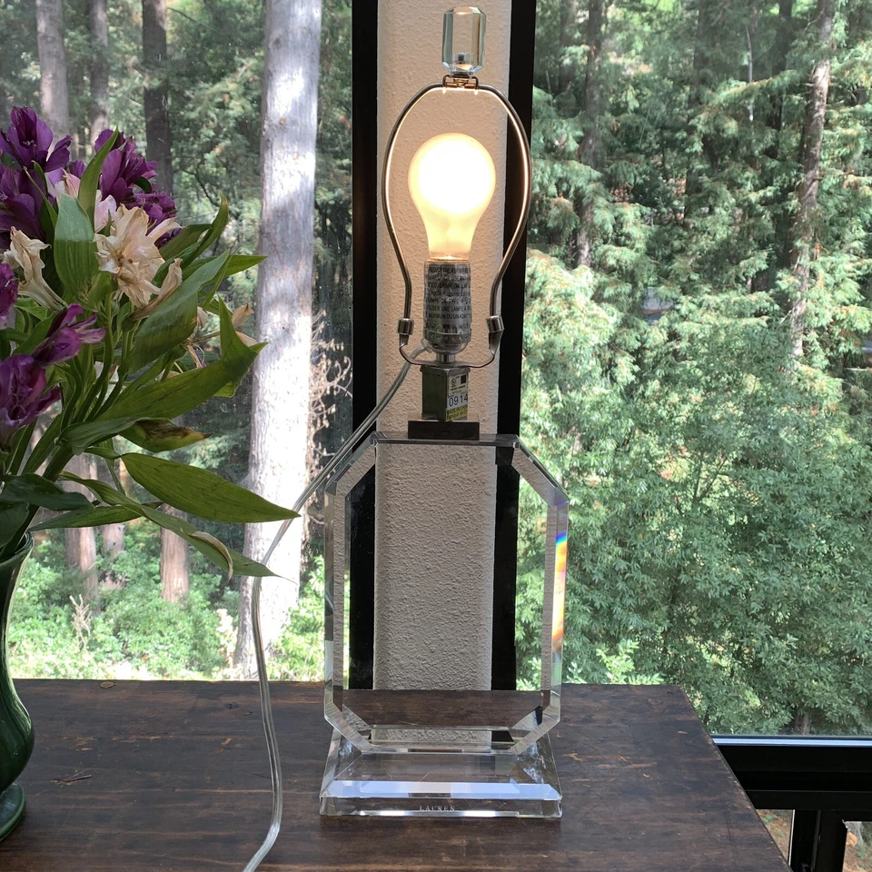 Стеклянная настольная лампа Ralph Lauren восьмиугольная поло граненый хрустальный блок в стиле ар-деко - Изображение 2 из 4