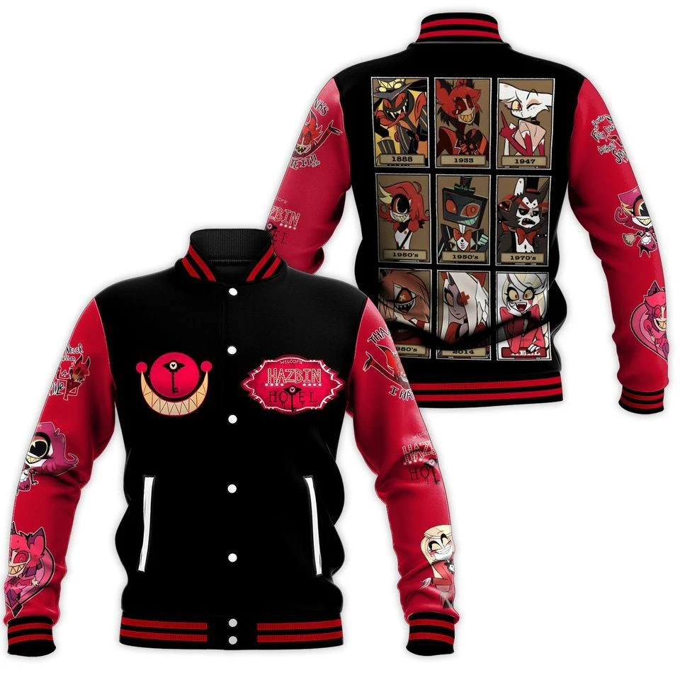 Hazbin Hotel Characters Baseball Jacket, Hazbin Hotel