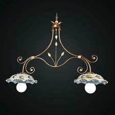 Bilanciere classico in ferro battuto e ceramica 2 luci BGA 1841-b2