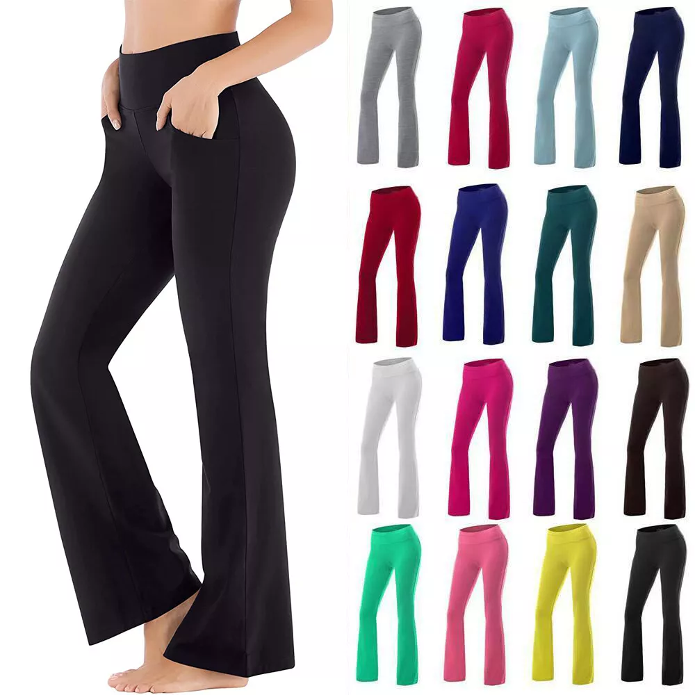 Women's Flare Leg Yoga Pants with Pockets Bootcut High Waiste Tummy Control  Leggings Stretchy Casual Workout Pants : : Clothing, Shoes 