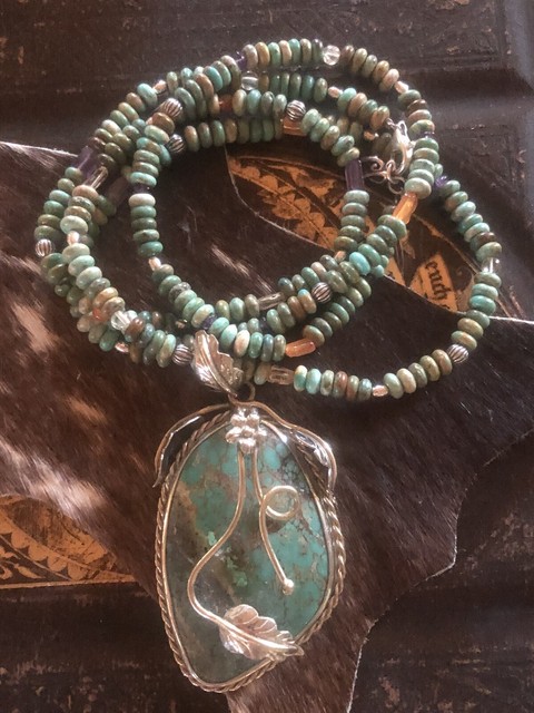 ~Huge Turquoise & Wire Pendant-Bold & Beautiful! AUCTION IS FOR PENDANT ONLY!~ ~Huge Turquoise & Wire Pendant-Bold & Beautiful! AUCTION IS FOR PENDANT ONLY!~
