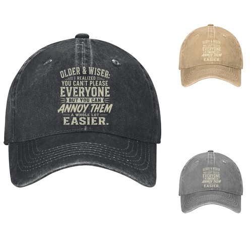 Older and Wiser Quote Baseball Cap Funny Dad Hat Adjustable Cap