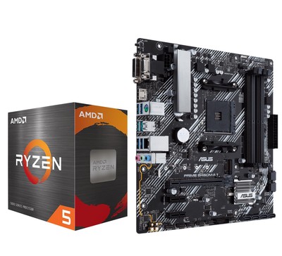 AMD Ryzen 5 5500 Desktop Processor with ASUS Prime B450M-A II AMD AM4 Micro A...