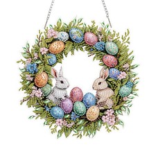 Eiflow DIY Hanging Diamond Art Kit Easter Wreath, Acrylic Diamonds A 007