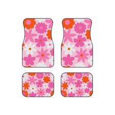 Pink Retro Flower Pattern Car Mats Car Mats