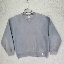 Vintage Russell Blank Crewneck Mens M Grey Fader V-Notch Y2K Dri-Power Boxy