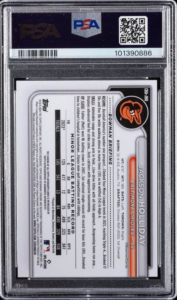 499枚限定 ジャクソン ホリデー サイン 2024 Bowman Chrom 2024 Bowman Chrome Jackson Holliday PURPLE RAYWAVE Refractor