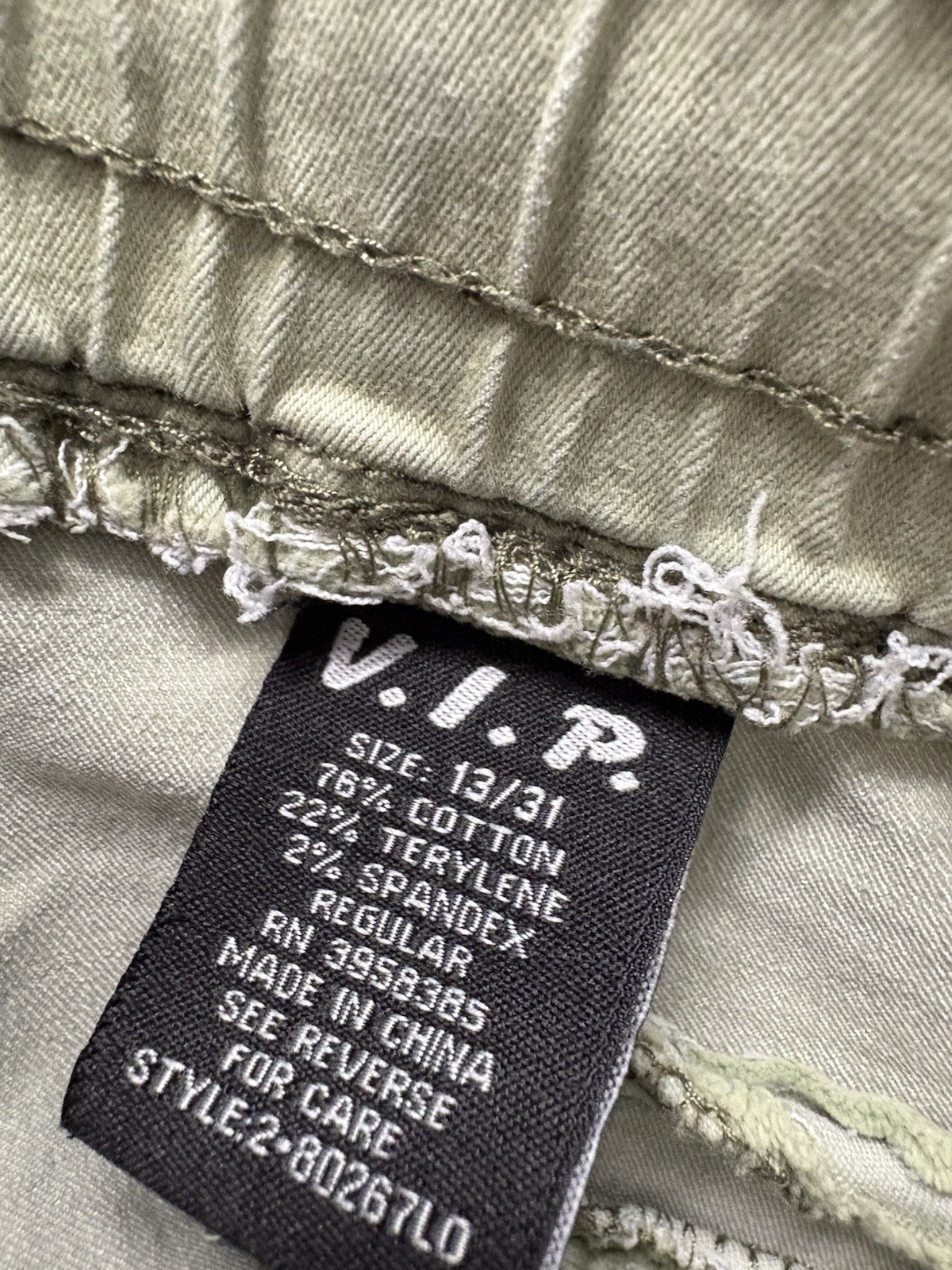V.I.P. Beige Cargo Pants Drawstring Waist Regular Fit Pockets Men Size 13/31 image 2