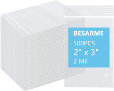 500 PCS 2" X 3" Small Plastic Bags for Jewelry Mini Clear Plastic Poly Bag 2
