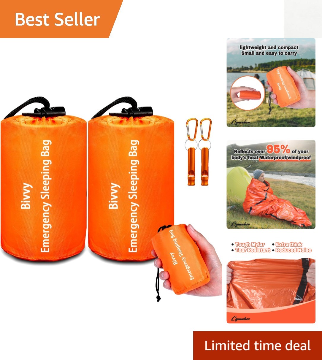 Lightweight Waterproof Thermal Bivvy Bags - Emergency Survival Gear for Camping