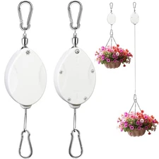 Heavy Duty Retractable Plant Hanger - Adjustable Hook for Baskets & Pots