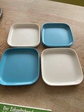 4 Picknick Teller Von Tupperware In Türkis/Weiss