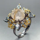 Handmade Natural Rutilated Quartz Ring 925 Sterling Silver Size 7 /R462799
