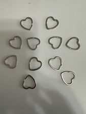 11 Pc Heart Shape Key Ring Keychain Silver Metal Flat Split Key Holder