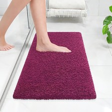 Bathroom Rugs 24"x17", Burgundy Extra Soft Absorbent Bath Mat, Rubber Backing