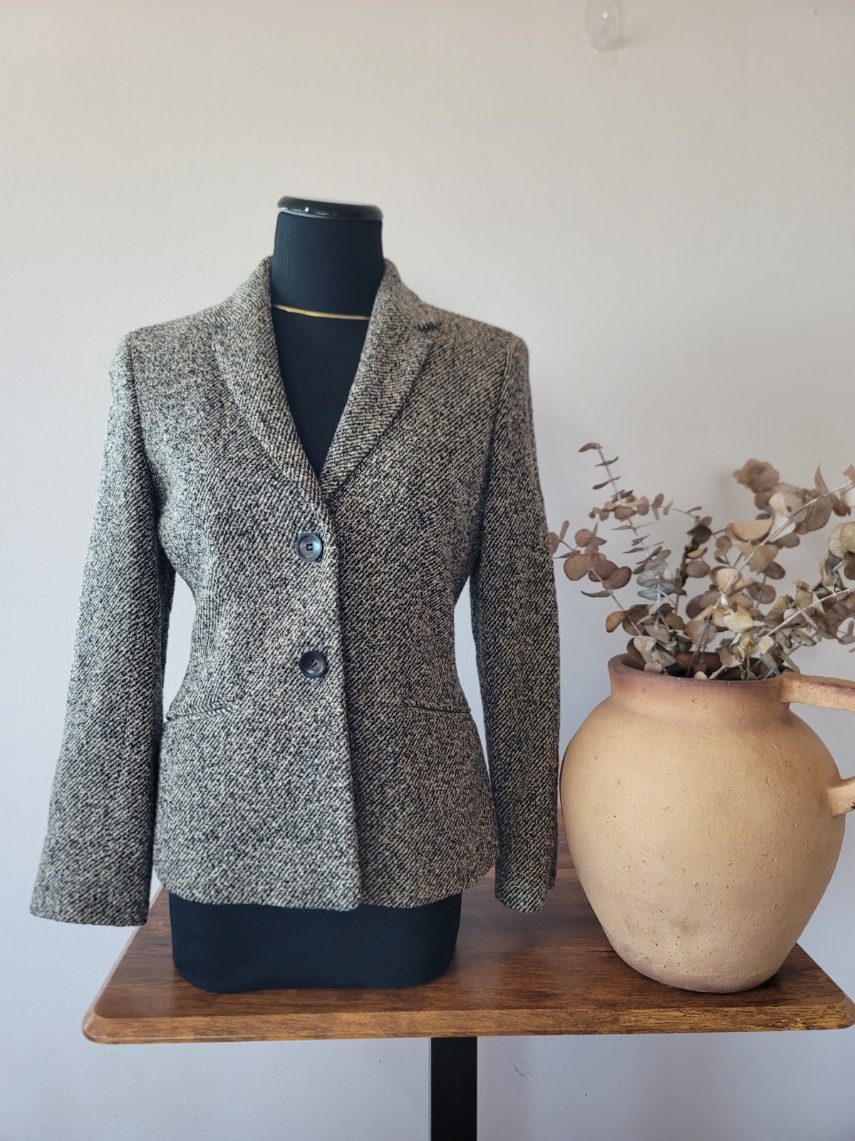 Vintage Academia Chic 80% Wool Blend Tweed Blazer Grunge Grandpa Sz 2P