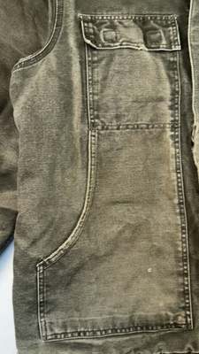 VTG Carhartt Jacket L Green C26 MOS Distressed Duck Canvas