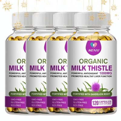 Milk Thistle Capsules For Lung Cleansing & Detox Herbal Dietary Supplement Pills