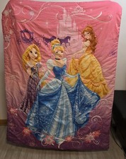 Disney Princess Toddler Reversible Comforter Cinderella Belle Rapunzel 54"x41"
