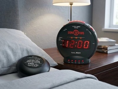 Sonic Bomb Extra Loud Alarm Clock Bed Shaker Vibrating Dual Alarm Heavy Sleeper