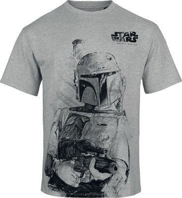 Star Wars T-Shirt Herren Bounty Hunter hellgrau meliert Disney, Fan-Merch, Filme