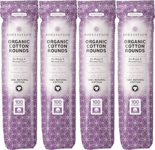 Organic Cotton Rounds, 400 Count - Makeup Remover Pads 100 Pack of 4 