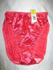 Vintage Warners BRIGHT SHINY coral pink stretch Satin Panties size S Nylon brief