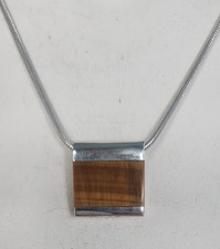 Sterling Silver 925 Tiger s Eye Modern Pendan...