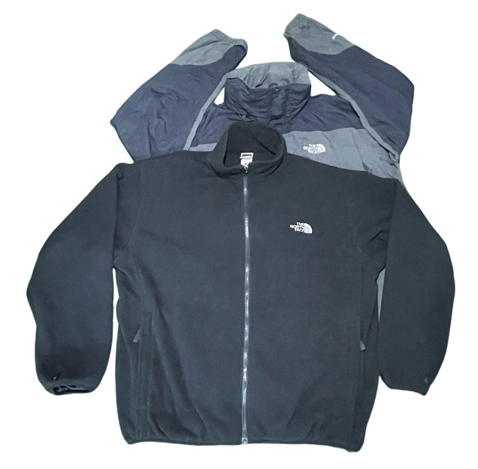 Vtg Y2K The North Face Hyvent 3-in-1 Jacket w Removable Fleece Liner Gray Black - Image 3 of 4
