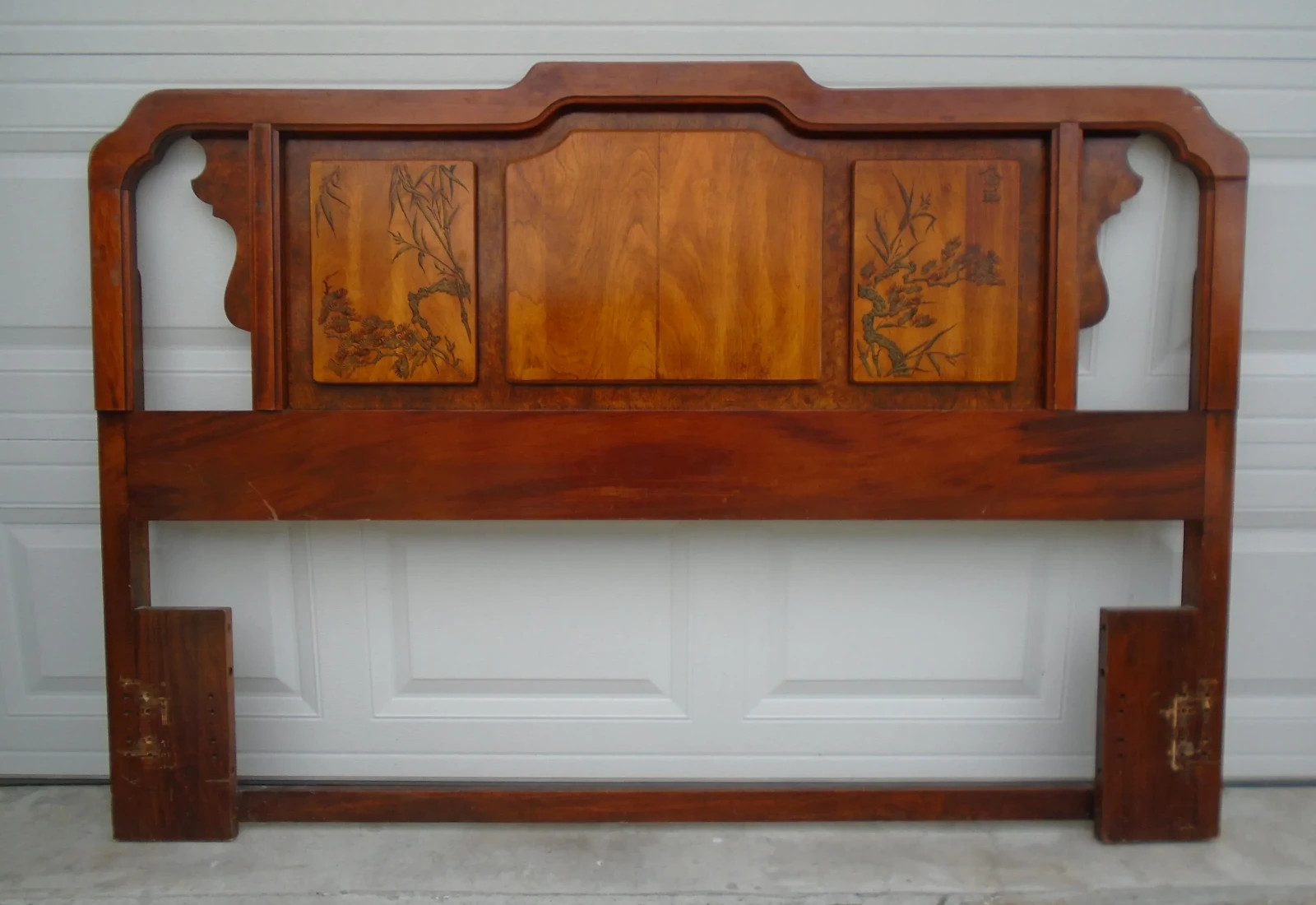 Asian Queen size Headboard Bassett Pagoda Chinoiserie Mandar