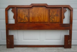 Asian Queen size Headboard Bassett Pagoda Chinoiserie Mandarin Emperor Japanese